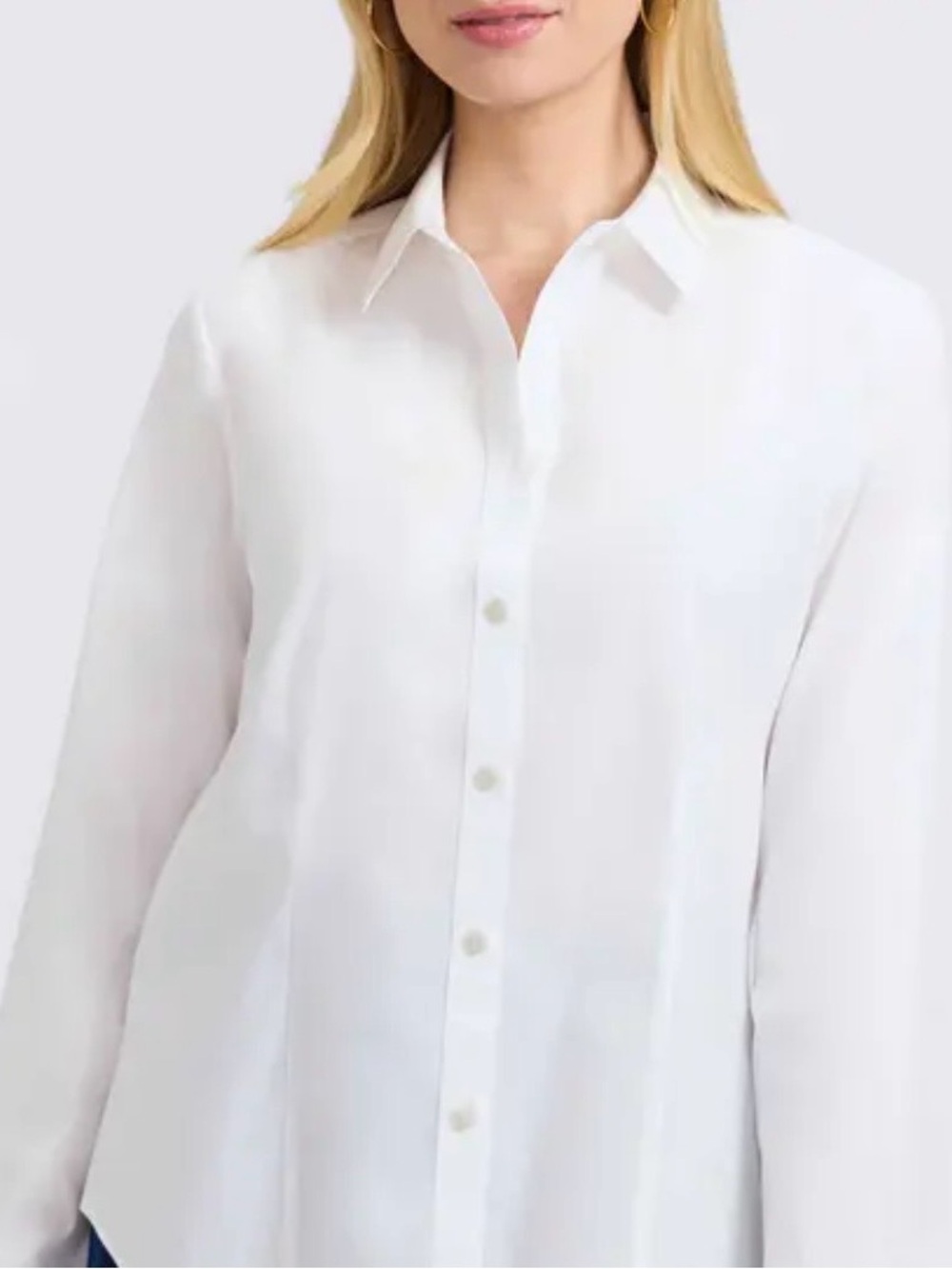 Foxcroft White Tailored Button-Down Shirt women’s size large No iron
